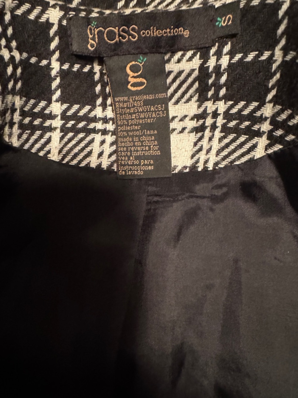 grass collection Black and White Plaid Jacket - Picture 3 of 3